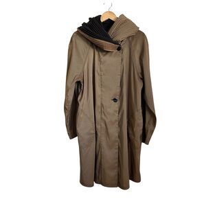 Mycra Pac Womens Donatella Reversible Hooded Midi Raincoat Sz M/L Brown Pockets